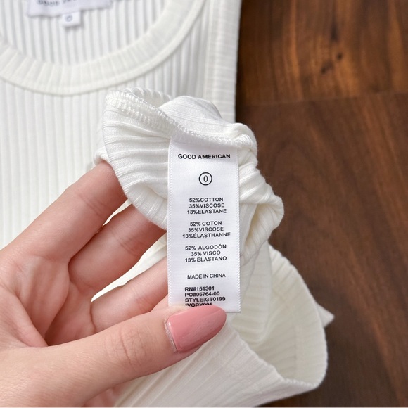 Good American Thermal 90s Tank Top In Ivory - Picture 7 of 7